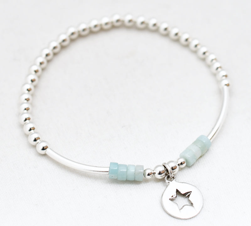 Armband kralen rond buis edelsteen