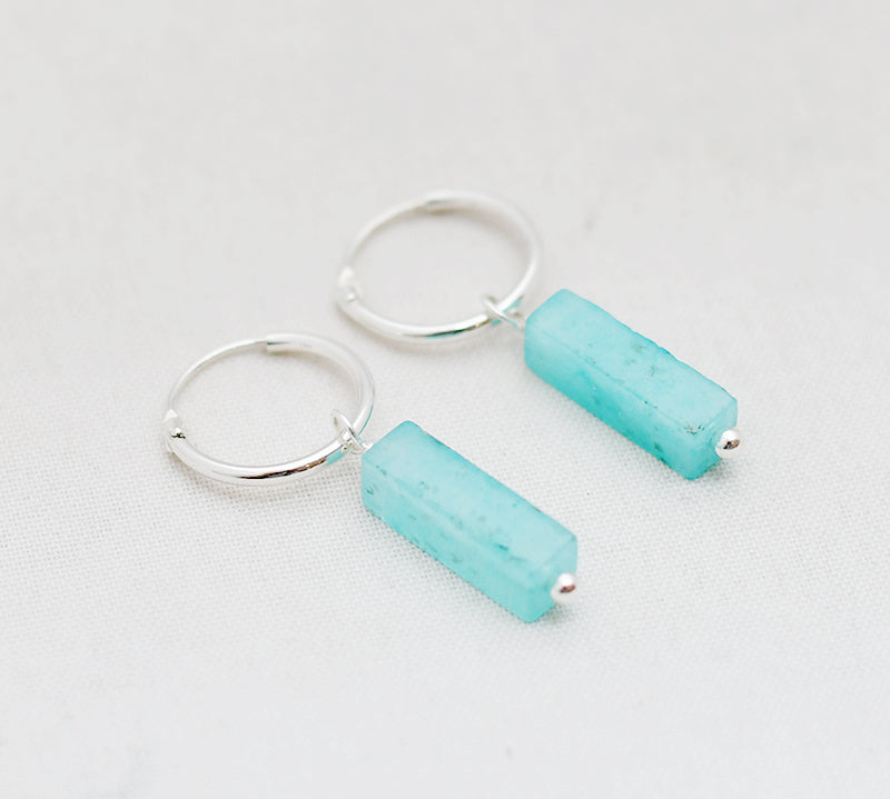 Oorbellen creolen edelsteen rechthoek