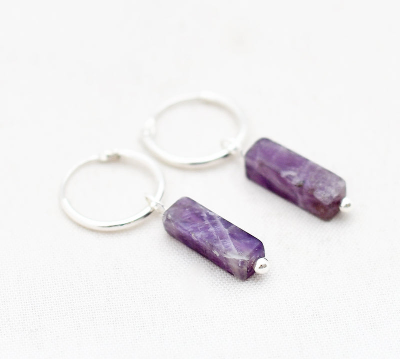 Oorbellen creolen edelsteen rechthoek