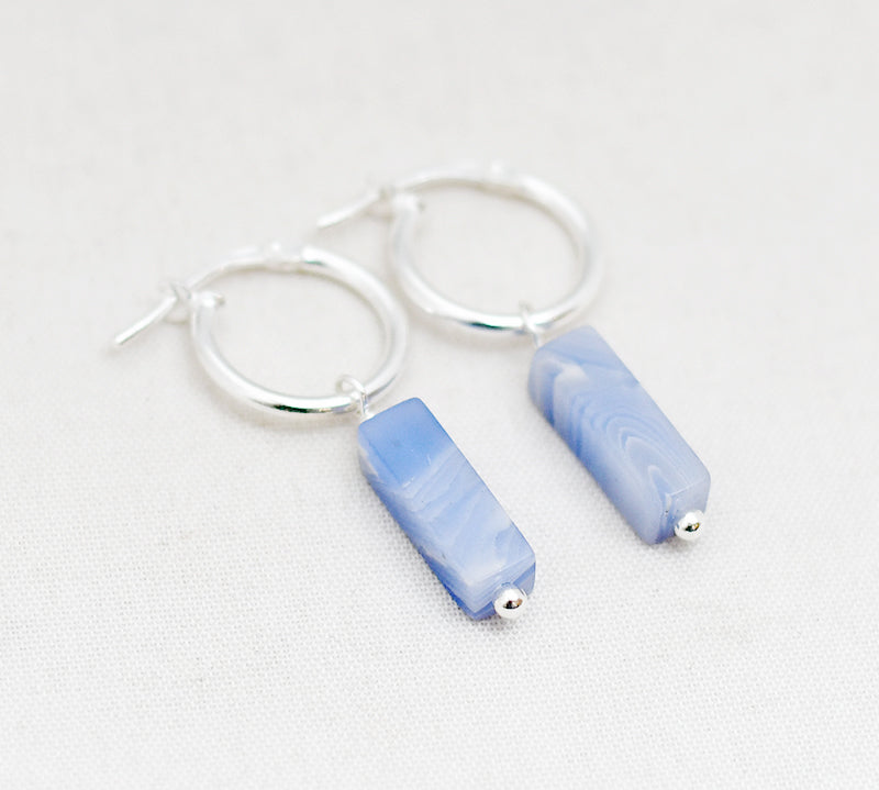 Oorbellen creolen edelsteen rechthoek