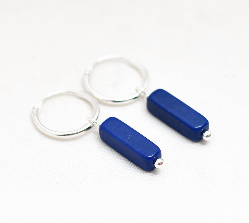 Oorbellen creolen edelsteen rechthoek