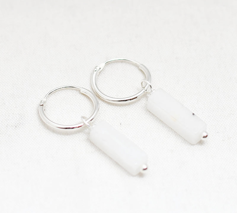 Oorbellen creolen edelsteen rechthoek