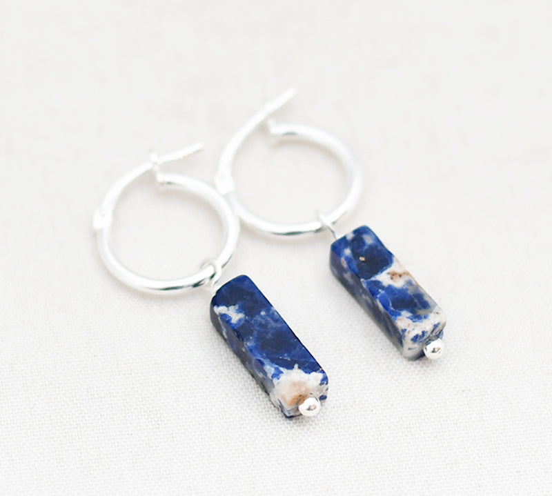 Oorbellen creolen edelsteen rechthoek