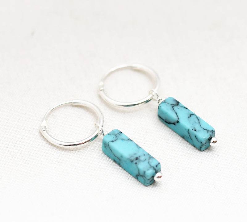 Oorbellen creolen edelsteen rechthoek