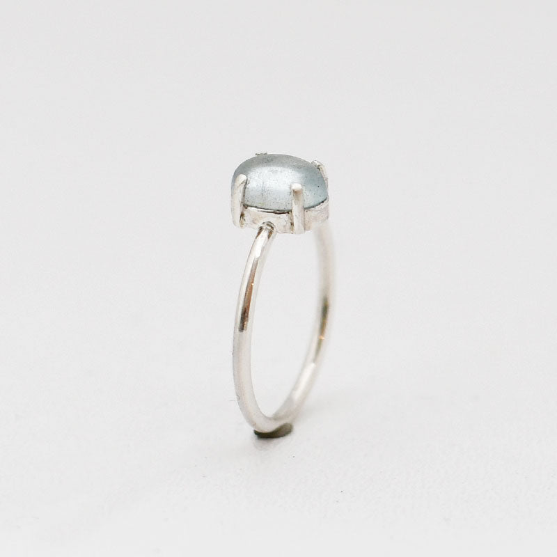 RING AQUAMARIJN CHATON ZILVER