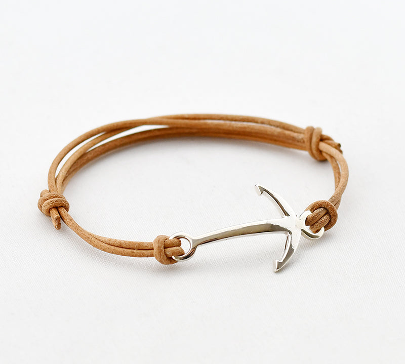Armband heren anker leer