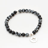 Armband Sneeuwvlok Obsidiaan 6 mm