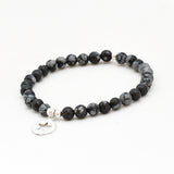 Armband Sneeuwvlok Obsidiaan 6 mm