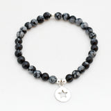 Armband Sneeuwvlok Obsidiaan 6 mm