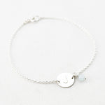 aquamarijn armband letter rondje