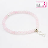 Armband Pink Ribbon - Rozenkwarts 4 mm