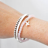 Armband Pink Ribbon - Rozenkwarts 4 mm