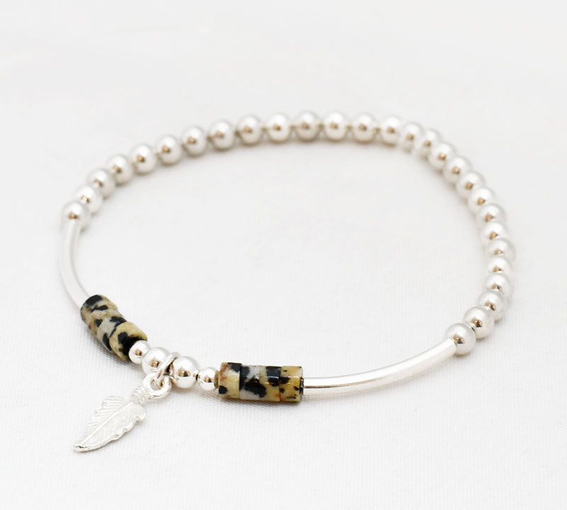 Armband kralen rond buis edelsteen