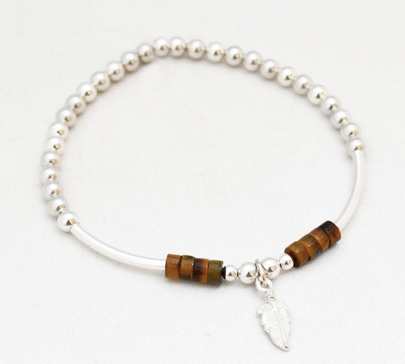 Armband kralen rond buis edelsteen