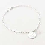 armband letter bedel datum rozenkwarts