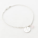 armband letter bedel datum rozenkwarts