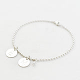 armband twee letter bedels bolletjes zirconia