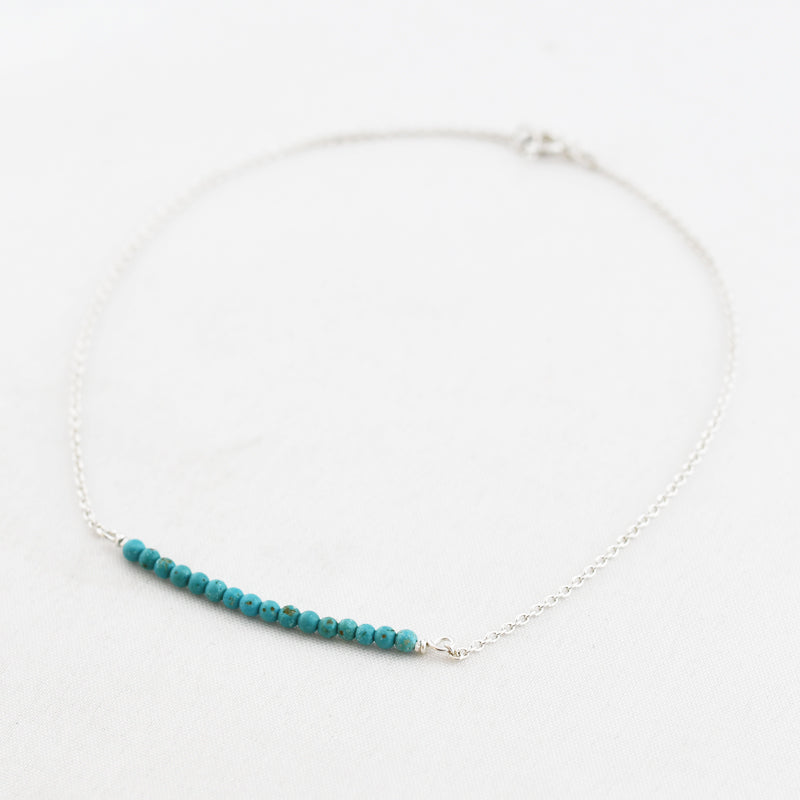 enkelbandje edelsteen kralen 2 mm turquoise