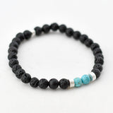 Armband heren lava steen rond