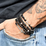 Armband heren anker leer