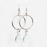 Oorbellen cirkel met druppel edelsteen