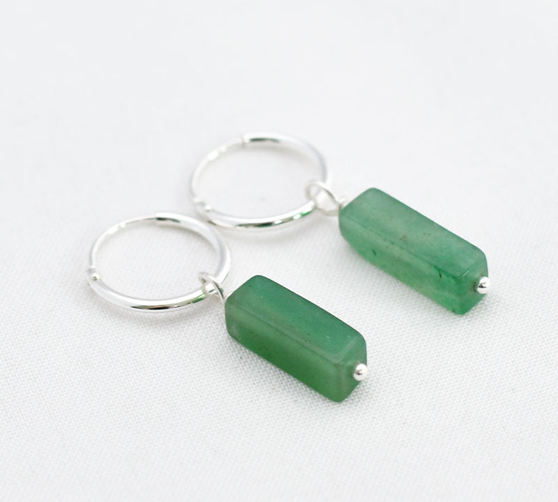 Oorbellen creolen edelsteen rechthoek