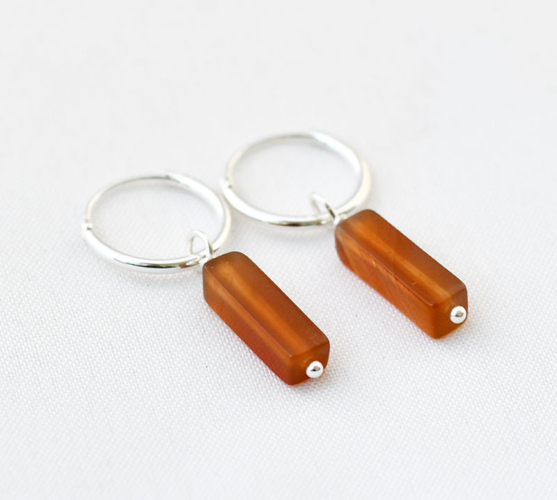 Oorbellen creolen edelsteen rechthoek