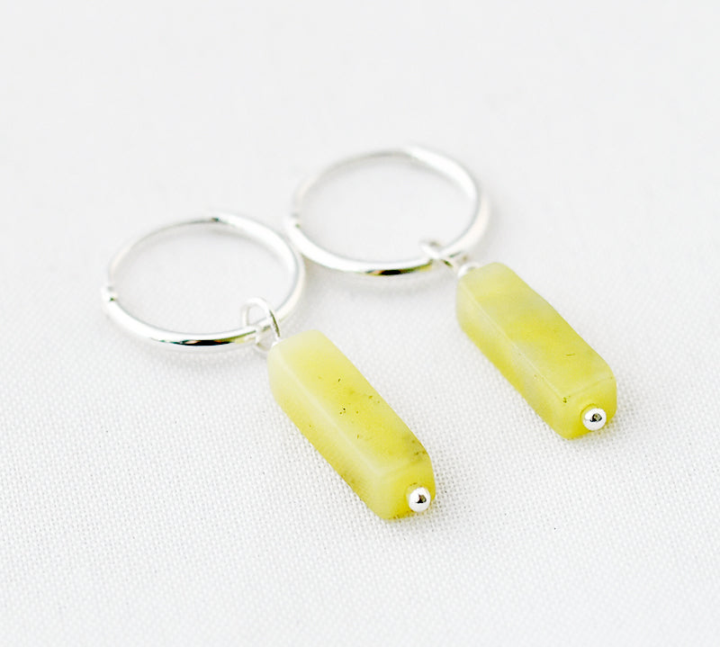 Oorbellen creolen edelsteen rechthoek