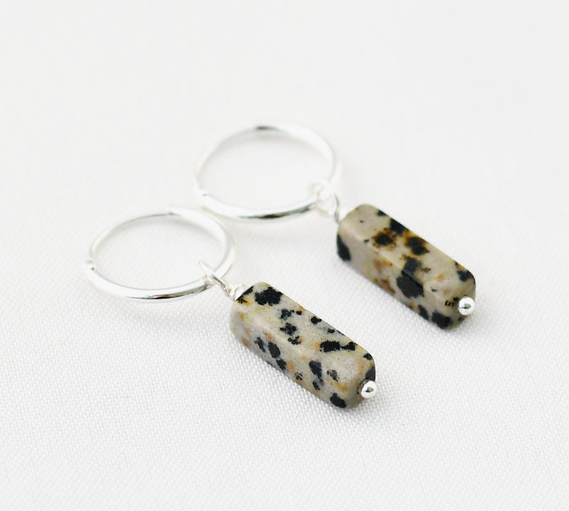 Oorbellen creolen edelsteen rechthoek