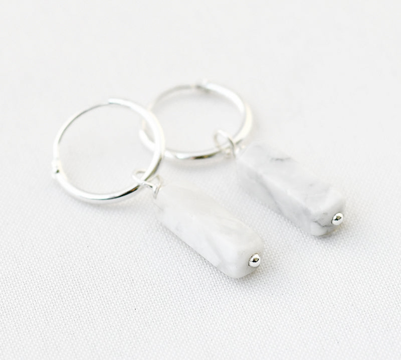 Oorbellen creolen edelsteen rechthoek