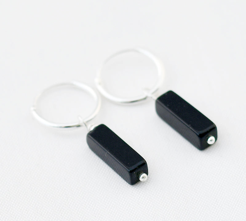 Oorbellen creolen edelsteen rechthoek