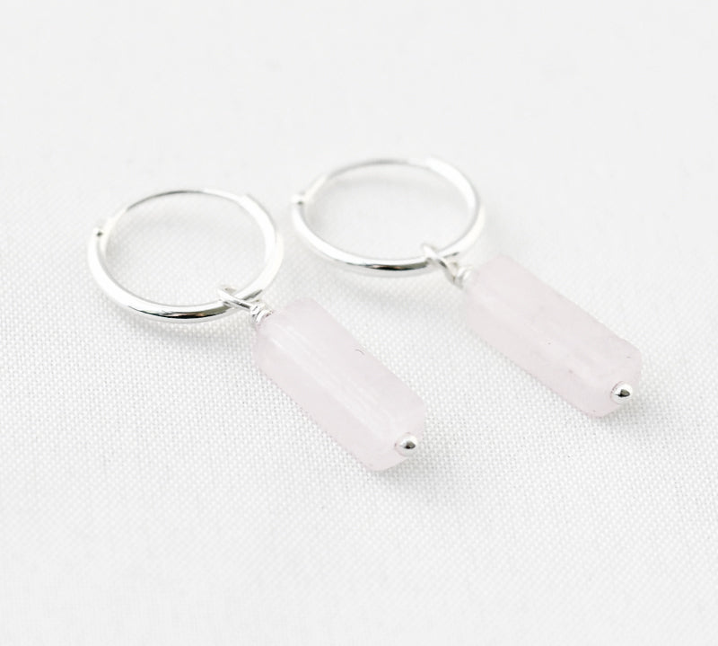 Oorbellen creolen edelsteen rechthoek