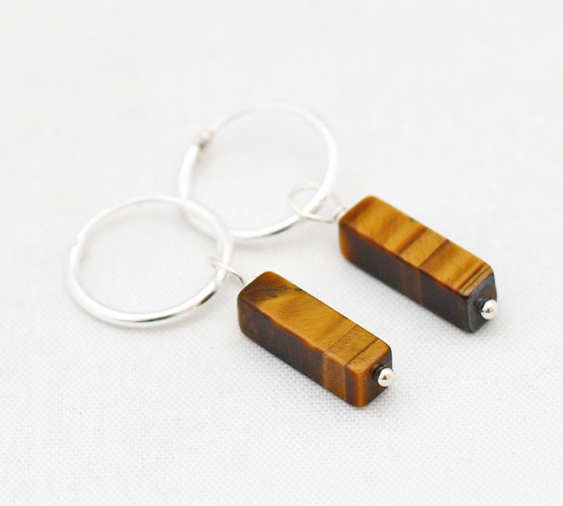 Oorbellen creolen edelsteen rechthoek