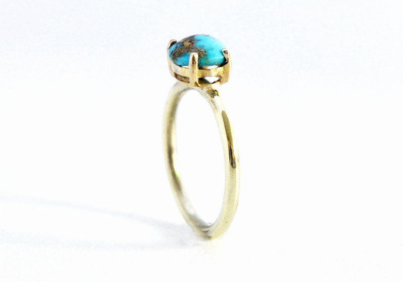 14k RING TURQUOISE CHATON 