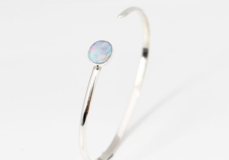 zilveren armband cuff edelsteen opaal