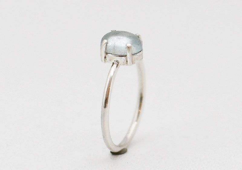 RING AQUAMARIJN CHATON ZILVER