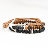 Armband heren anker leer