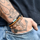 Armband heren anker leer