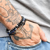 Armband heren anker leer